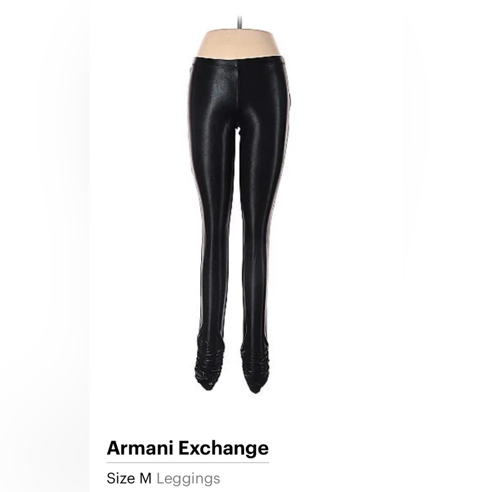 Armani Leggings Black Shine Faux Leather Pants Size Medium
